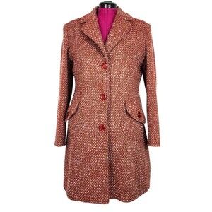 Rodel Spa Italy Wool Blend Coat Red White Cream Fall Winter Size 10